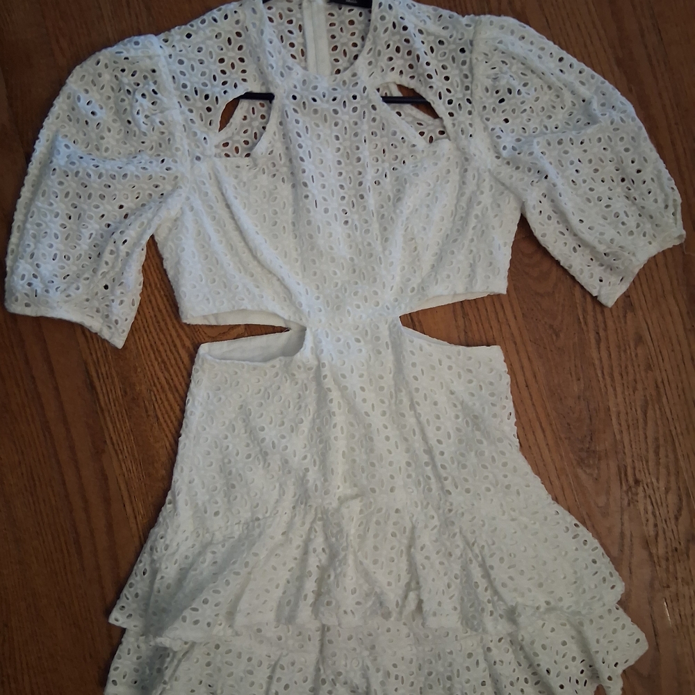 Vici White Eyelet Cutout Dress Womens Size Small